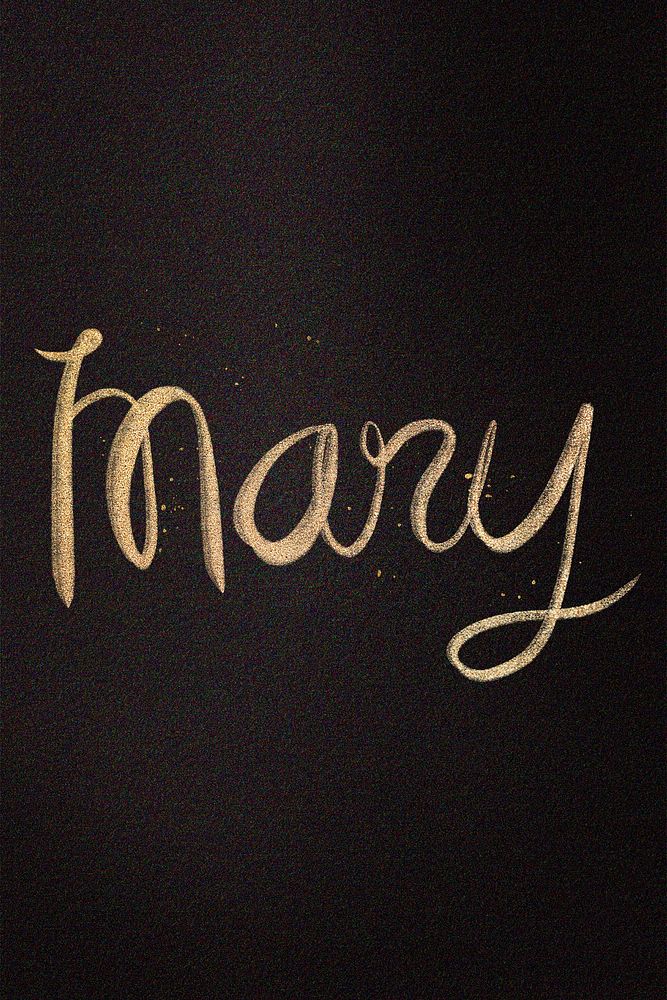 Gold sparkling Mary name cursive handwriting typography