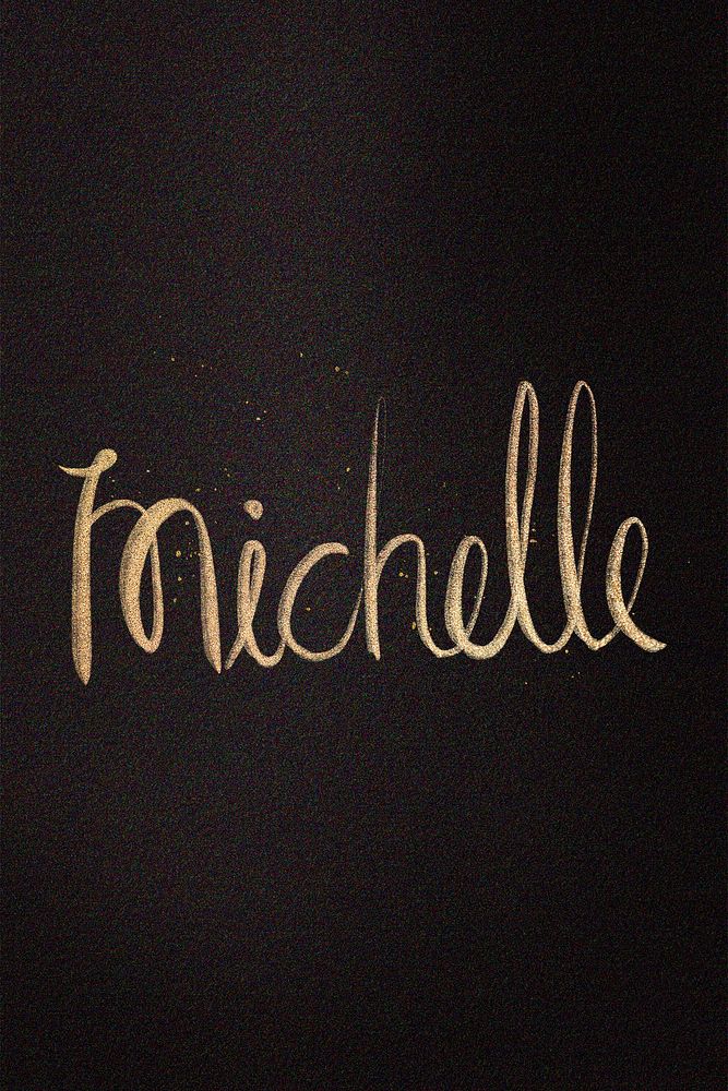 Gold sparkling Michelle name cursive handwriting typography