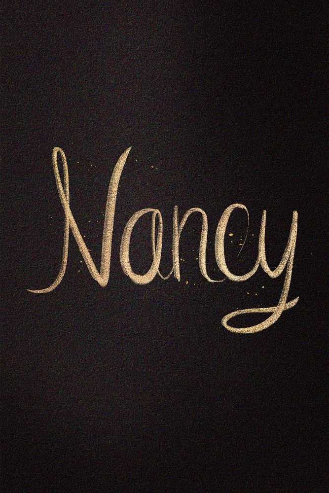 Gold sparkling Nancy name cursive handwriting typography