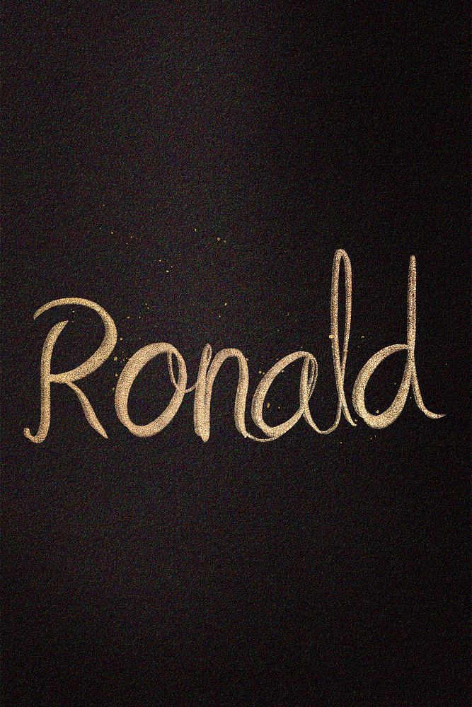 Gold sparkling Ronald name cursive handwriting typography