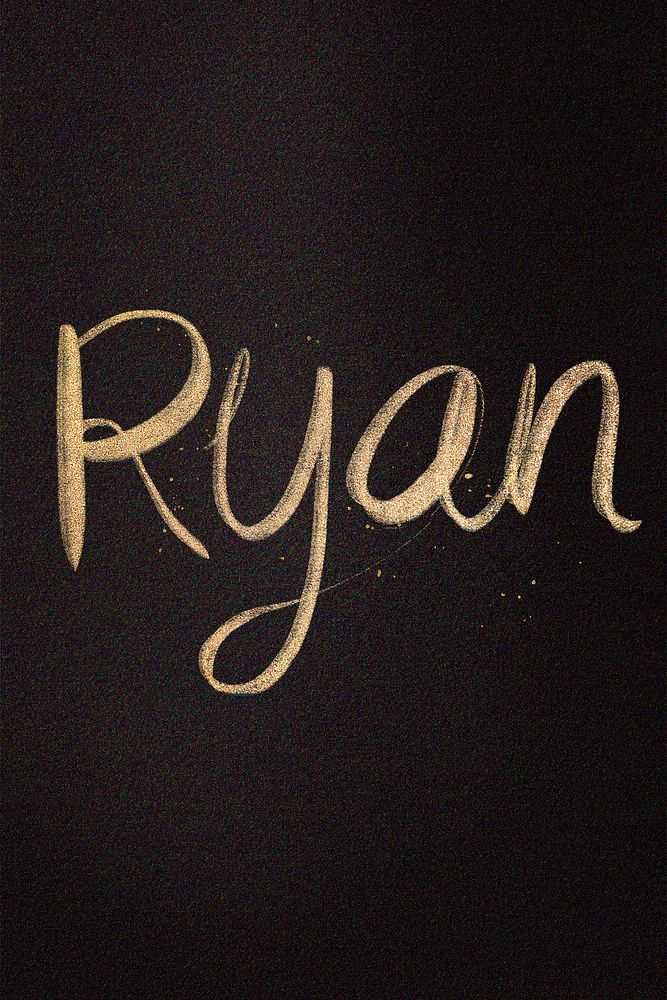 Gold sparkling Ryan name cursive handwriting typography