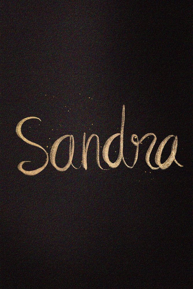 Gold sparkling Sandra name cursive handwriting typography