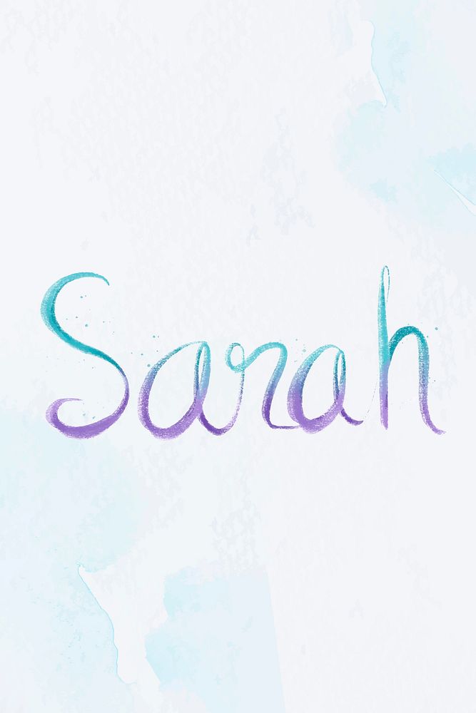 Vector Sarah name script pastel font