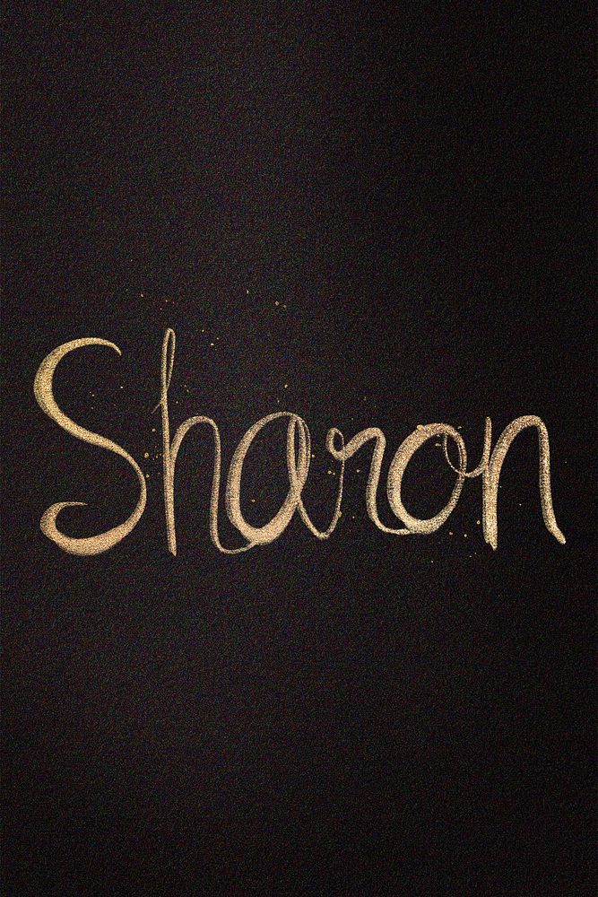Gold sparkling Sharon name cursive handwriting typography