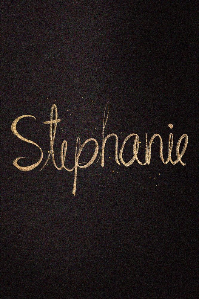 Gold sparkling stephanie name cursive handwriting typography