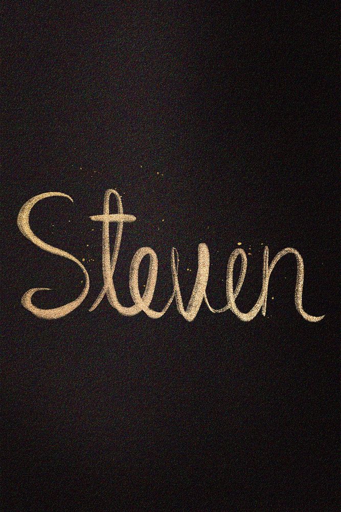 Gold sparkling Steven name cursive handwriting typography