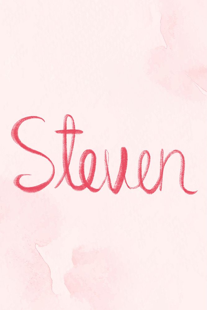 Steven name word pink vector typography