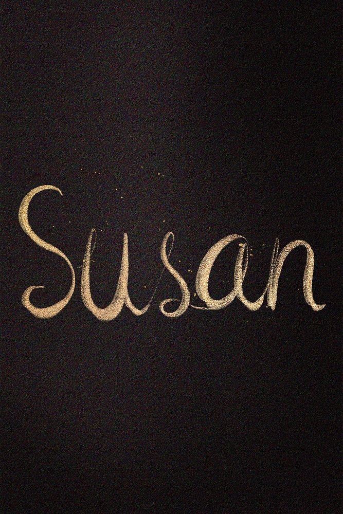 Gold sparkling susan name cursive handwriting typography