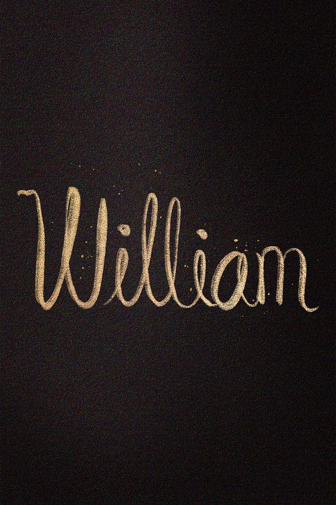 Gold sparkling William name cursive handwriting typography