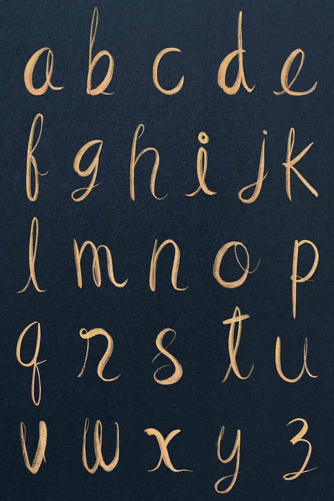 Cursive alphabet set lowercase calligraphy font typography