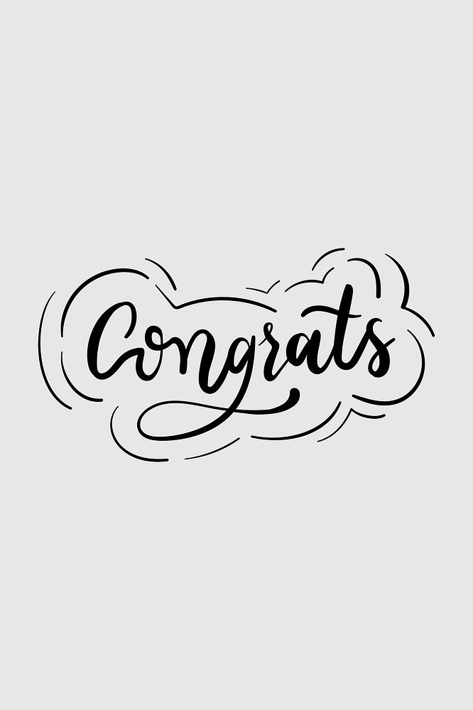 Congrats calligraphy black psd text message typography