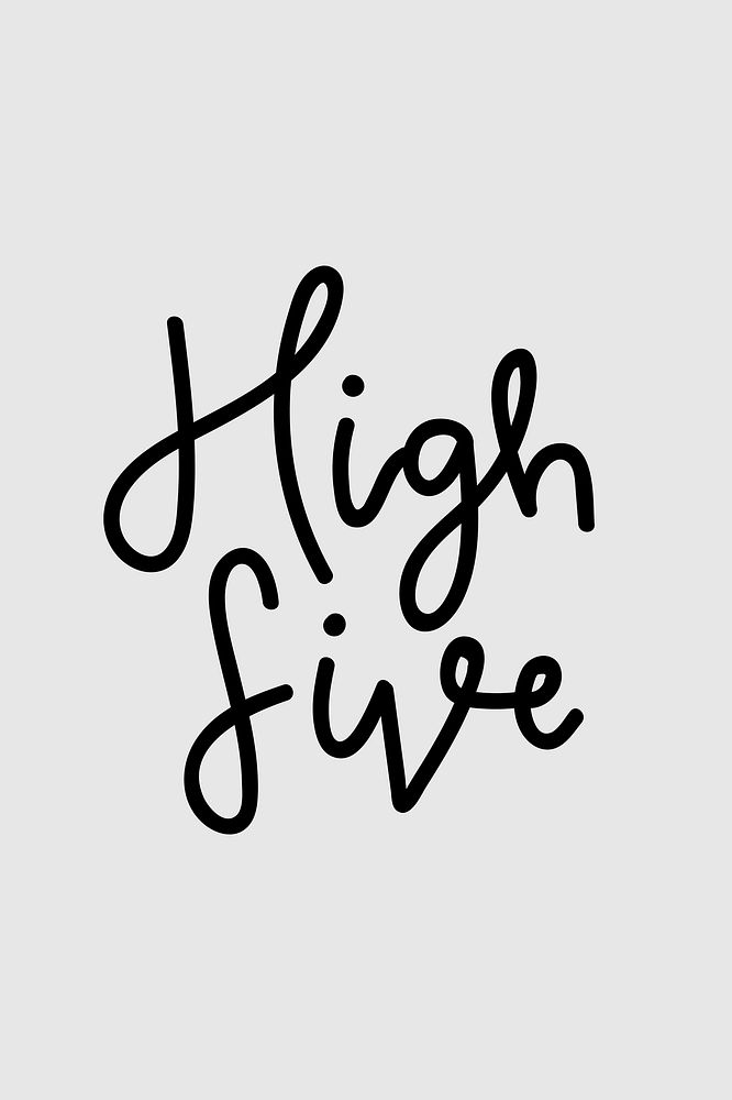 High five cursive typography vector text