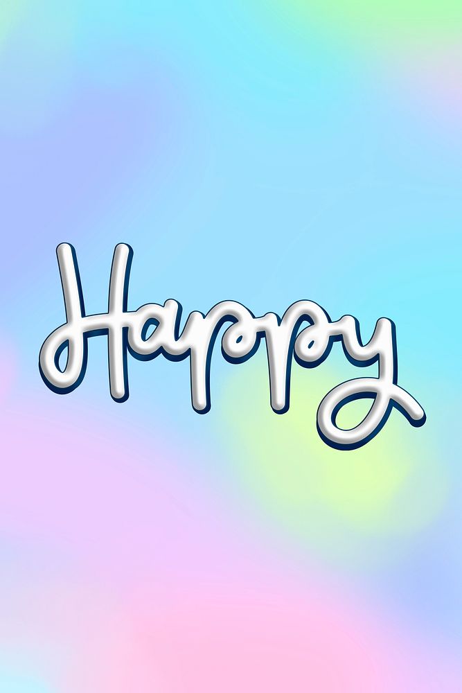 Happy white typography psd message pastel background