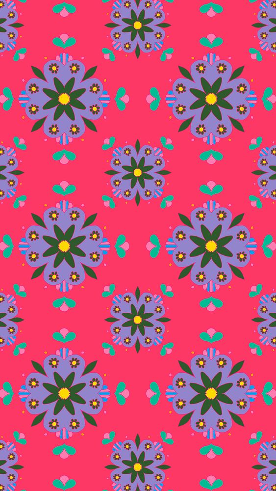 Indian mandala flower pattern phone wallpaper