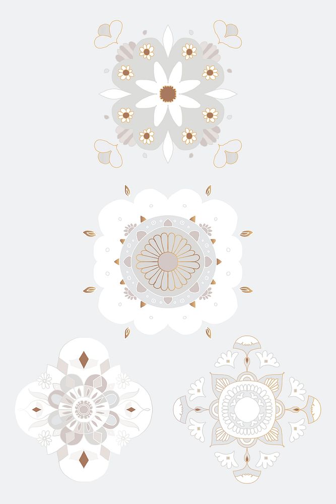Indian Mandala element symbol oriental floral illustration set