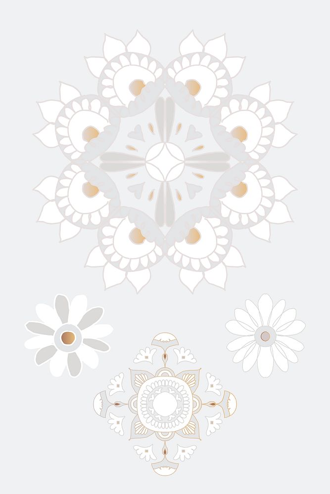 Oriental Indian Mandala element symbol floral illustration set