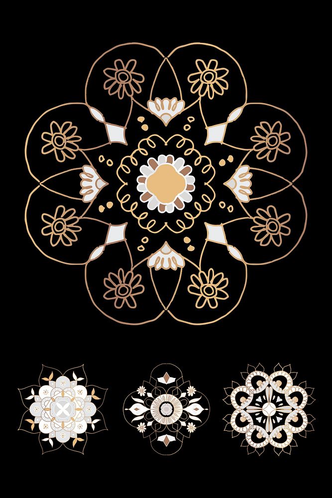Oriental Mandala symbol psd Indian style set