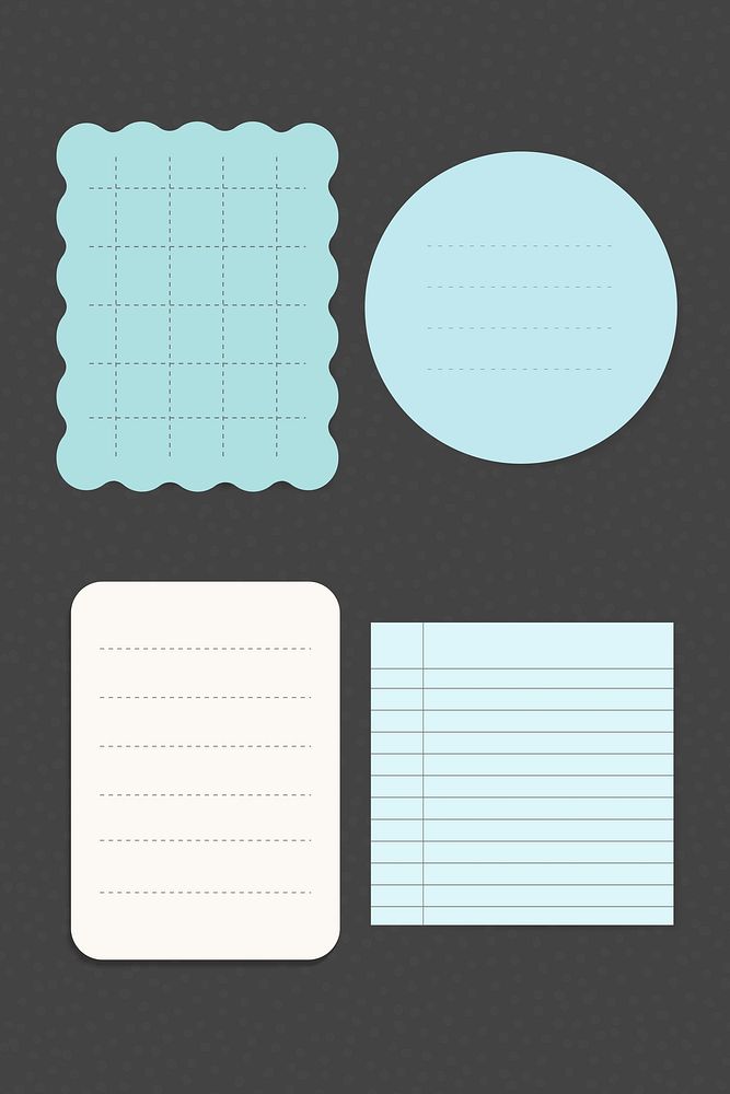 Office stationery memo pad vector set