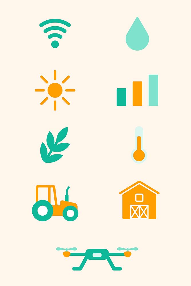 Smart farming icon vector digital agricultural technology set