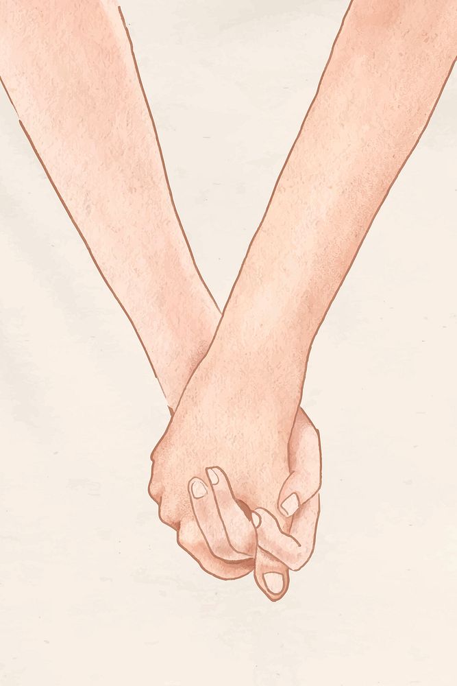 Couple holding hands romantically vector aesthetic illustration background