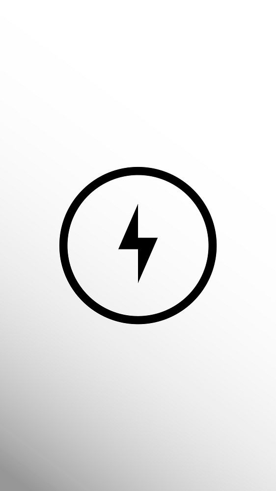 Charging lightning icon on smartphone screen