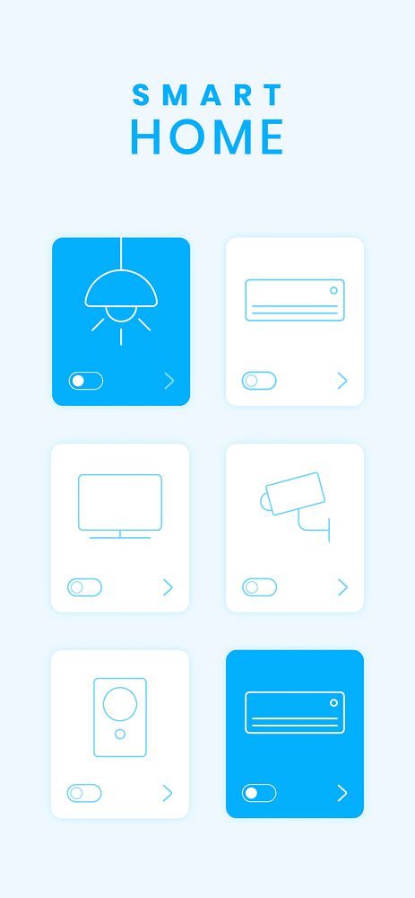 Smart home automation application vector design in blue and white