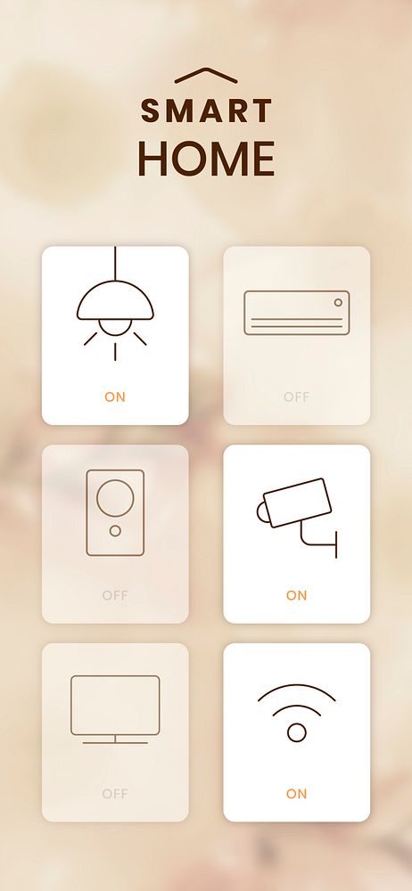 Smart home application interface vector brown design