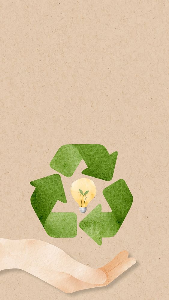 Recycle background vector with hand support sustainable idea watercolor              