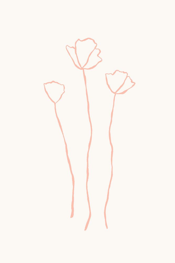Pink flower branch aesthetic doodle illustration