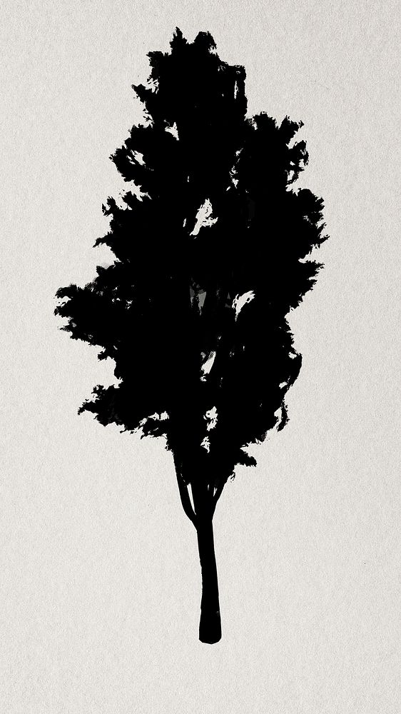 Black tree ink drawing on paper 