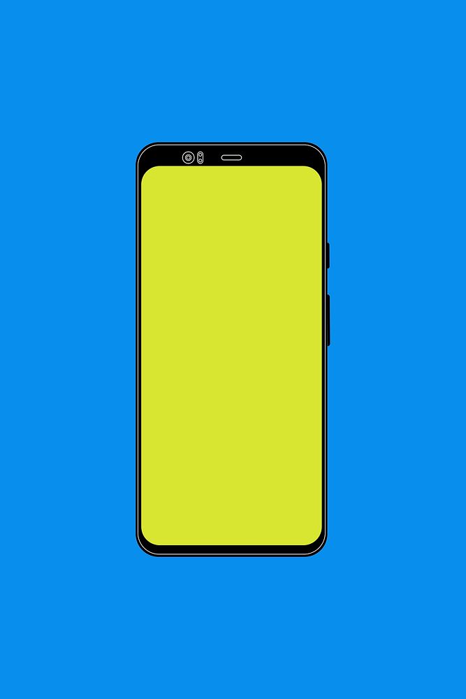 Black mobile phone, blank green screen, digital device illustration