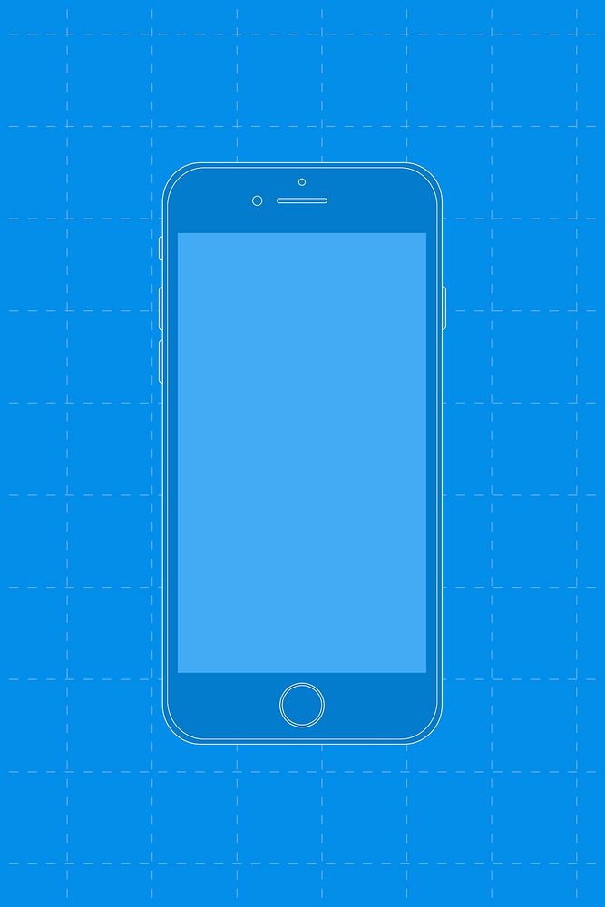 Blue mobile phone, digital device illustration