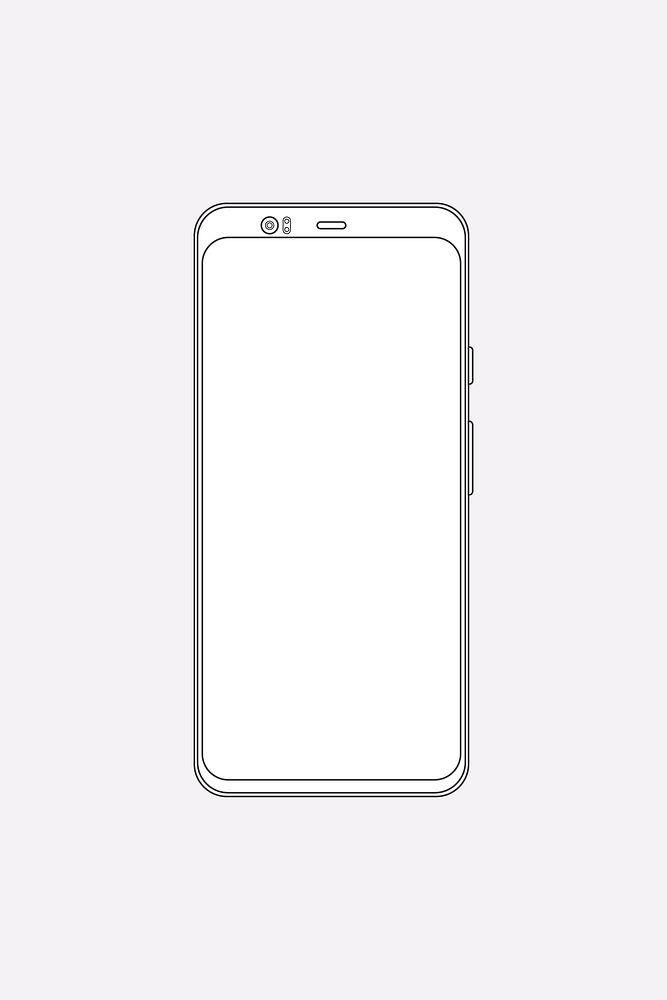 White smartphone outline, digital device illustration