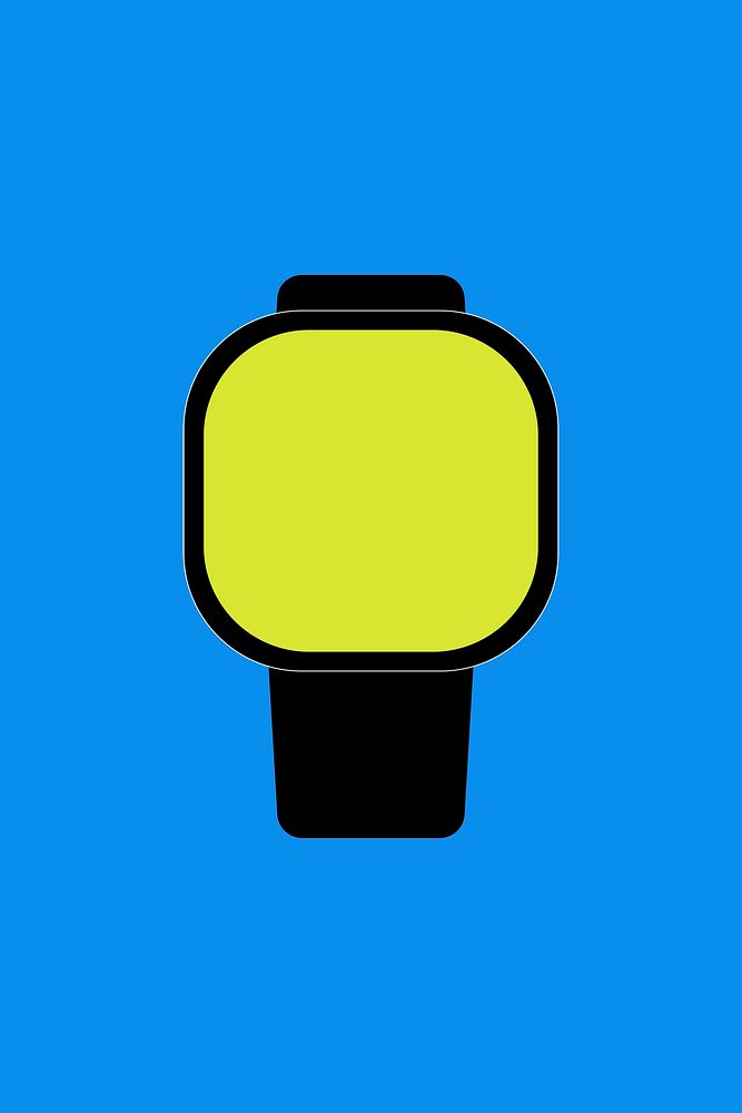 Black smartwatch, blank square green screen, health tracker device illustration