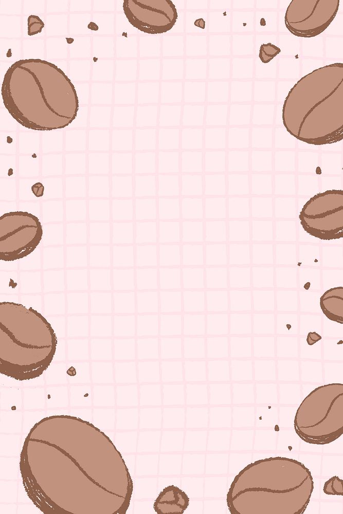 Coffee beans frame background, hand drawn illustrations