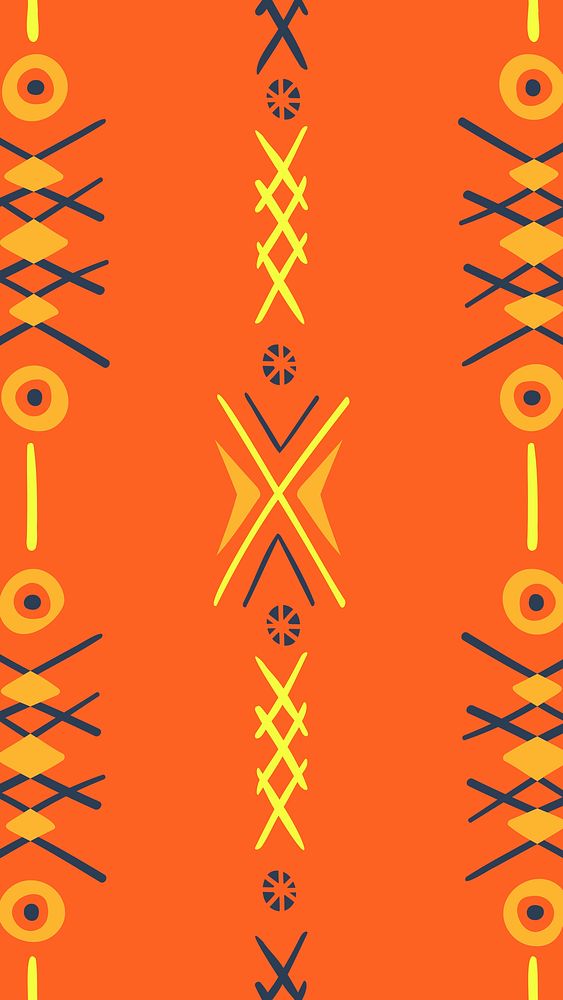 Aesthetic phone wallpaper, tribal aztec pattern design, colorful geometric style