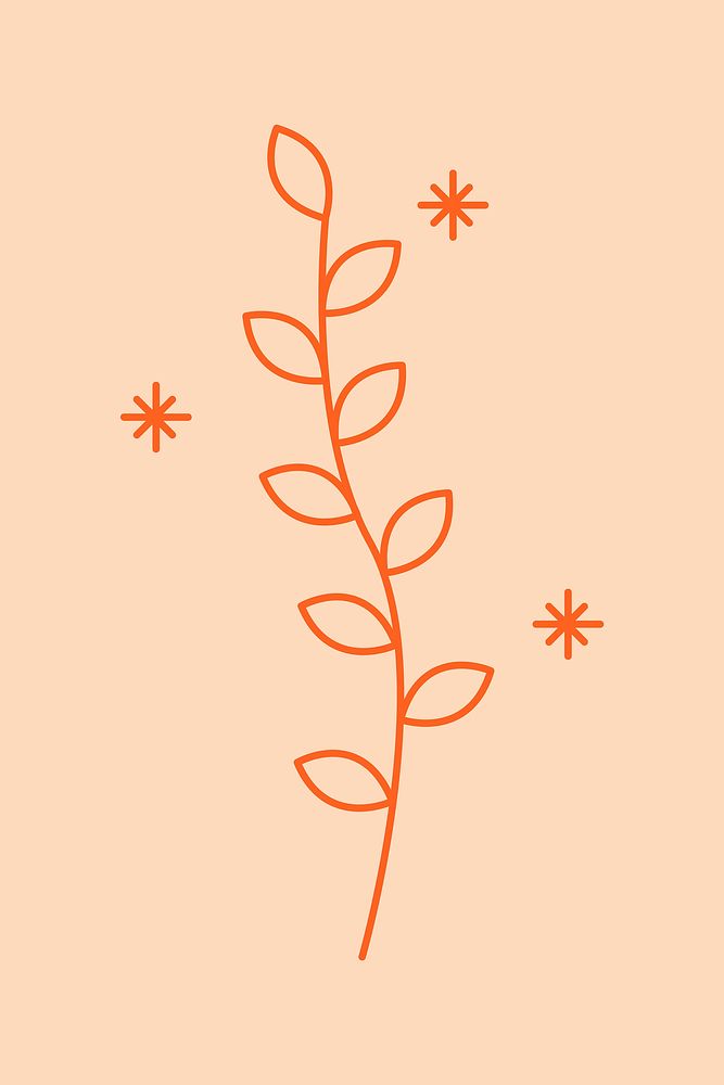 Aesthetic leaf background, peach color line art design