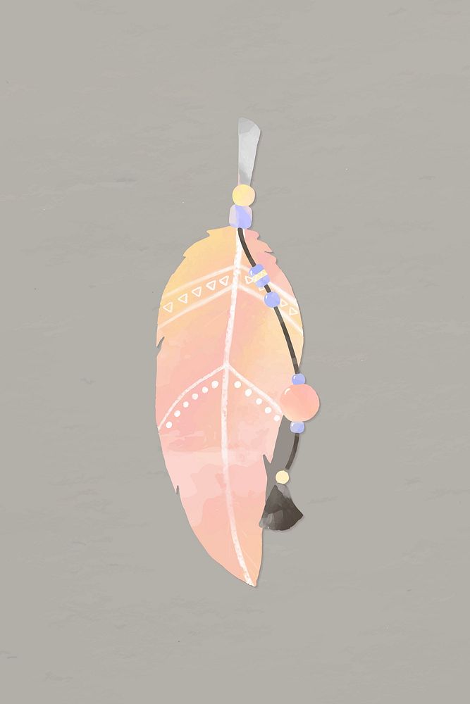 Boho style pastel feather vector 