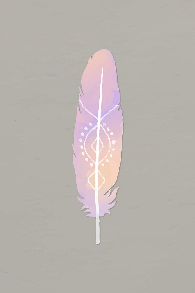 Pastel bohemian feather clipart vector