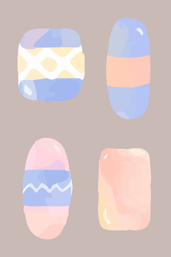 Pastel watercolor vector tribal bead collection