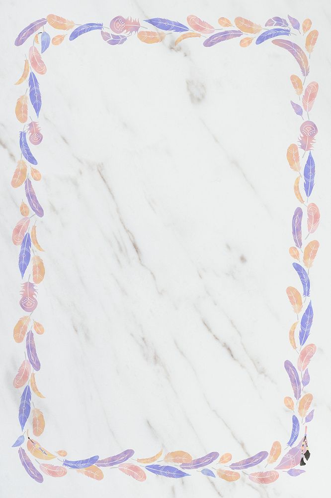 Bohemian frame pastel bead pattern marble background