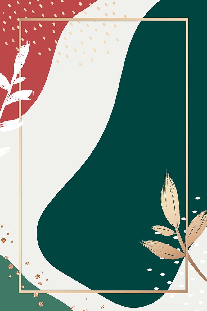 Botanical frame on Christmas colors Memphis background
