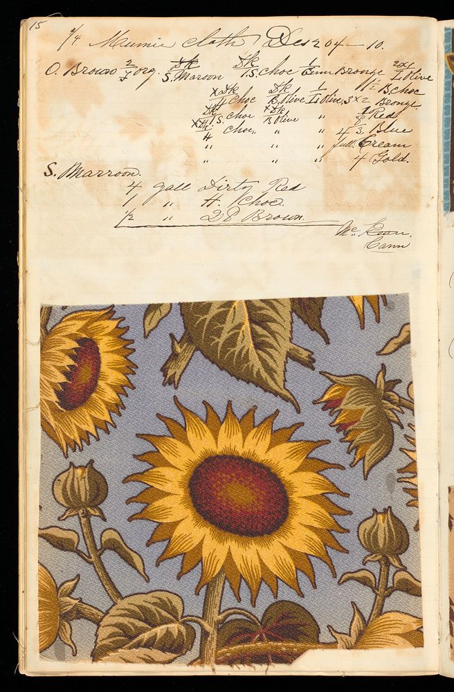 Floral patterns from Dyer's record book (ca. 1882&ndash;1883). Original from Smithsonian Institution.