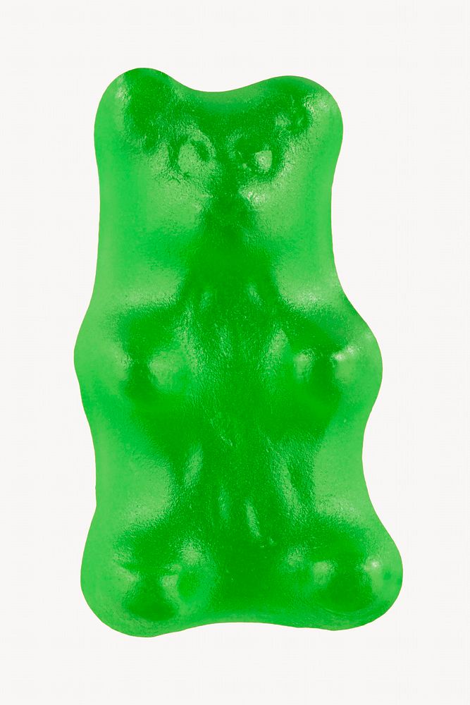Green gummy bear, isolated food image