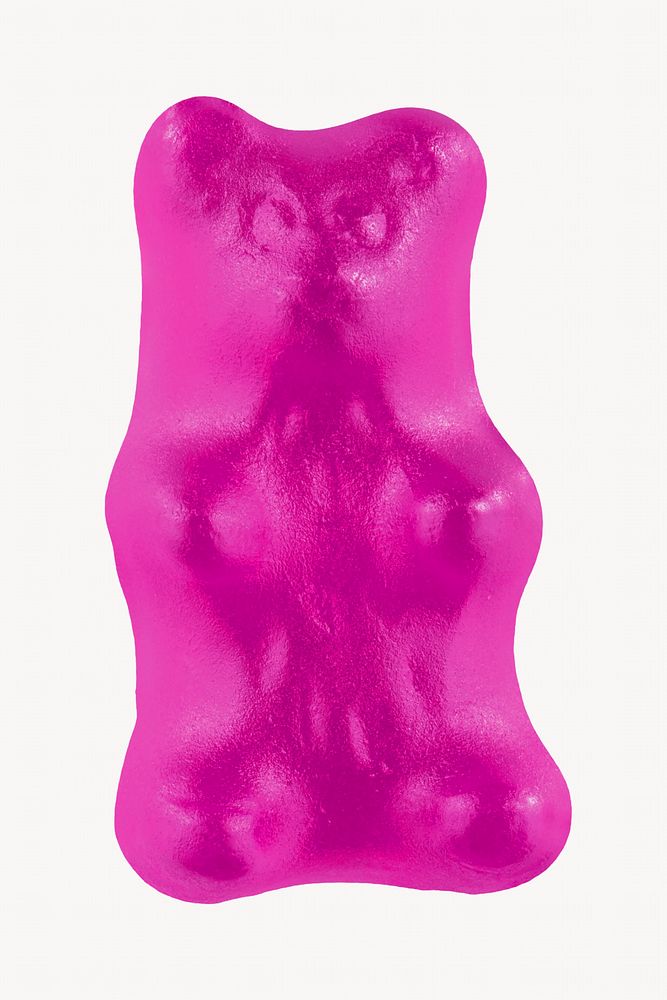 Pink gummy bear, isolated food image