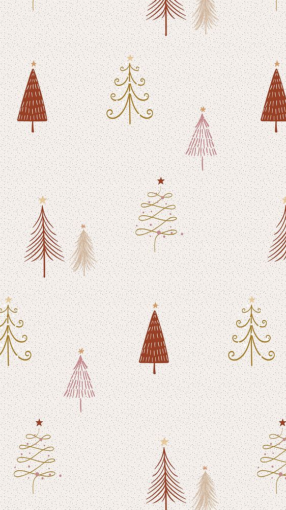 Cream Christmas mobile wallpaper, cute doodle pattern
