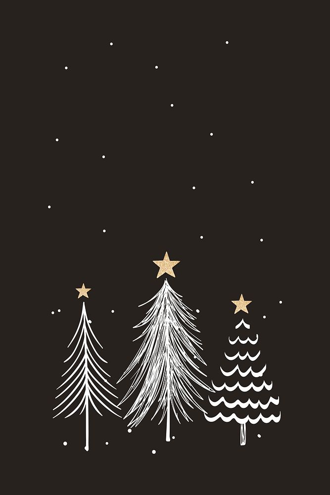 Cute Christmas tree sticker, hand drawn doodle in white vector