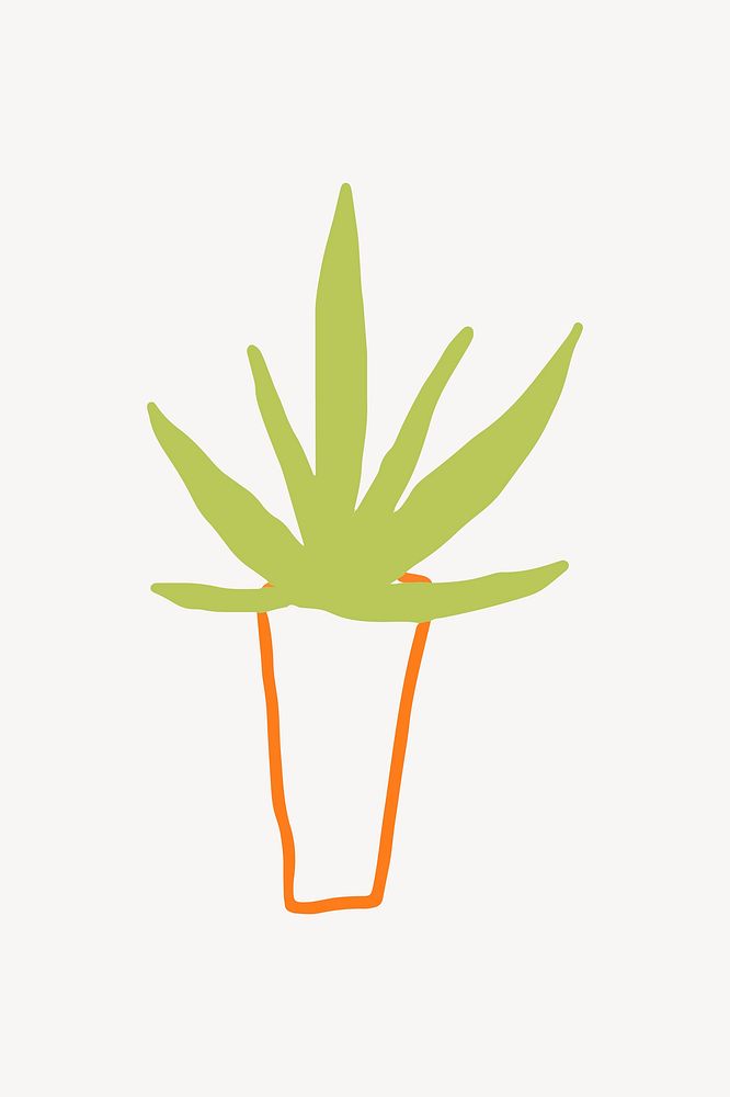 Plant collage element, cute doodle vector
