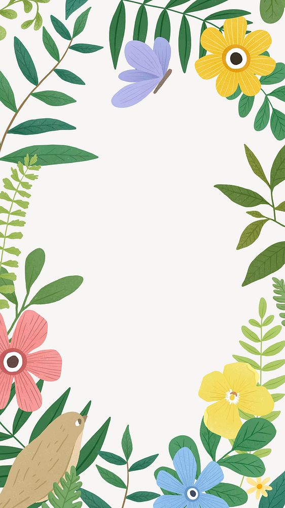 Aesthetic flower frame collage element, botanical design vector