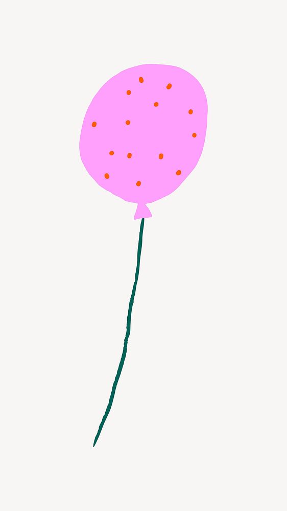 Pink birthday balloon, cute doodle design vector